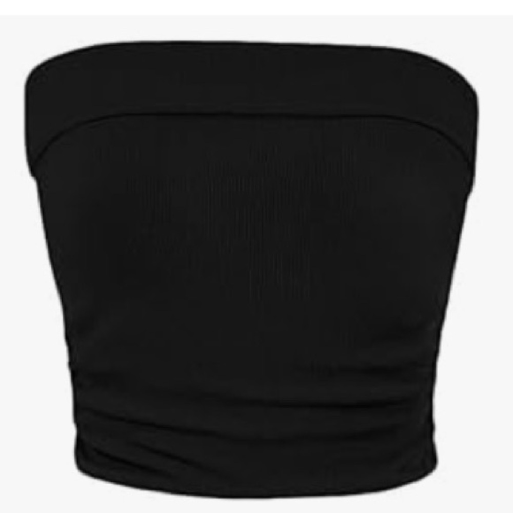 Black Crop Tube Top - Large - with Rubber Rim